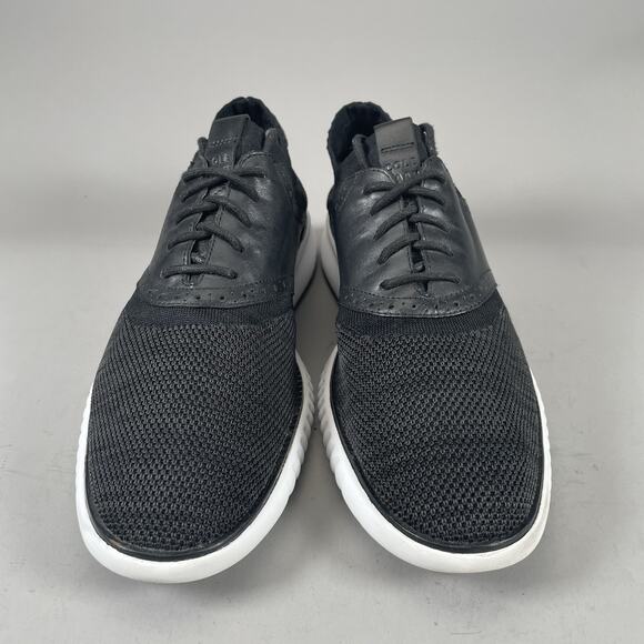 Cole Haan Black Knit Leather Wingtip Oxford with White Sole main image 8